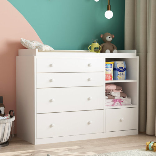 Isabelle & Max™ Mamie 5-Drawer White Baby Changing Table Dresser – Convertible Nursery Dresser & Reviews | Wayfair