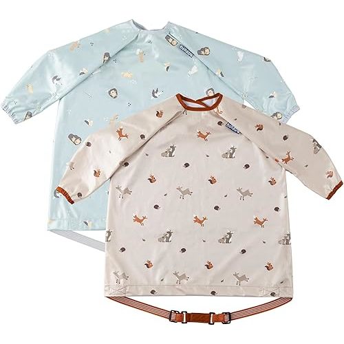 BIBaDO - Long Sleeve Baby Bibs - Babies & Toddlers 6-36 Months - Coverall Baby Led Weaning Bib - Easy Wipe, Soft & Waterproof