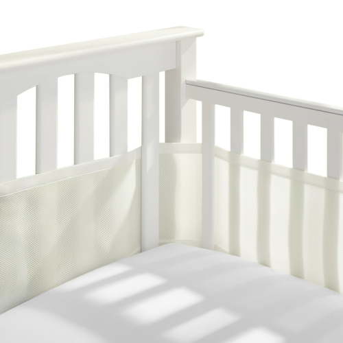 BreathableBaby Breathable Mesh Liner for Full-Size Cribs, Classic 3mm Mesh, Ecru (Size 4FS Covers 3 or 4 Sides)