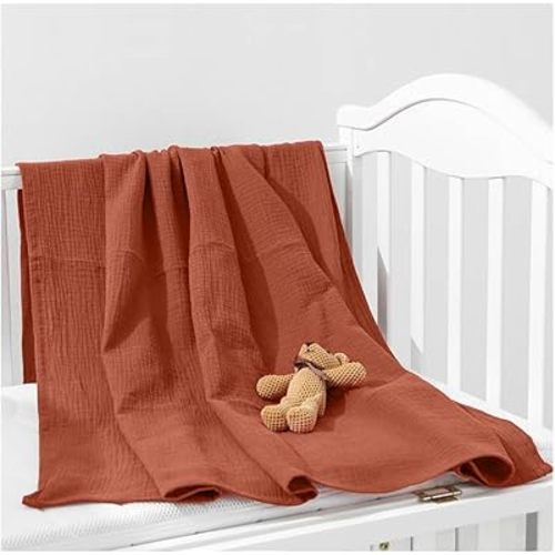 Rust Baby Swaddle Blankets, Baby Swaddle Blanket Unisex, Cotton Receiving Blankets, Wrap Swaddles for Newborns Baby Essentials (42-04)