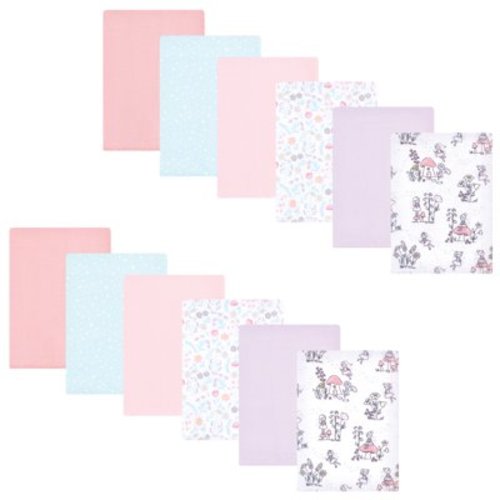Hudson Baby Infant Girl Flannel Burp Cloth 12pk, Garden Fairies, One Size