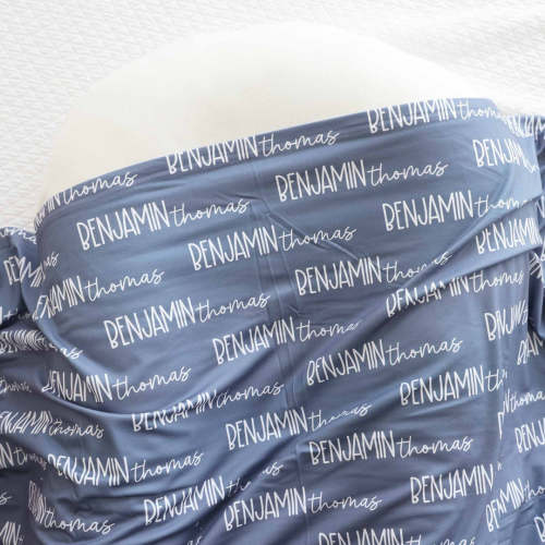 Personalized Baby Name Swaddle Blanket Font Duo | Best Selling Blues
