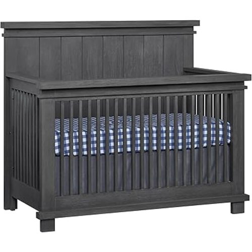 Soho Baby Hampton Premium 4-in-1 Convertible Crib, Flat-Top Headboard, Canyon Gray, GreenGuard Gold Certified,