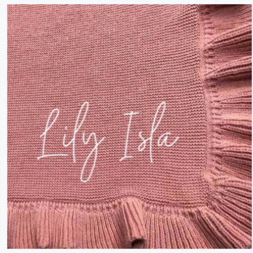 Knit Personalized Baby Blanket Custom Name Embroidery Soft Knitted 30x40in Pink