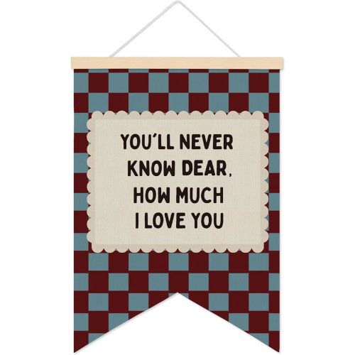 LARNDUMAMA Vintage Nursery Blue Red Striped Wall Art Canvas Banner Poster