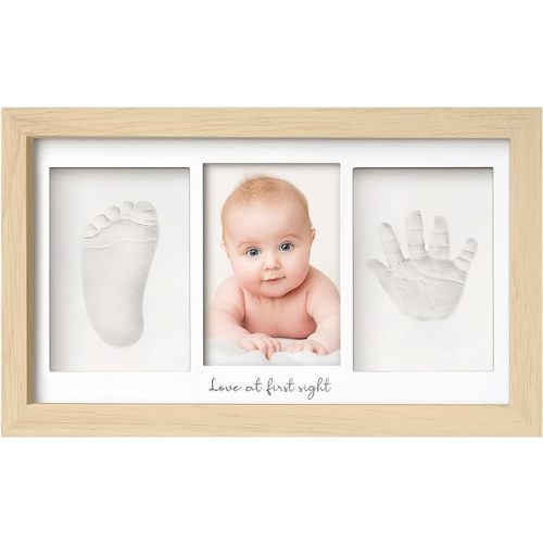Baby Hand and Footprint Kit - Baby Footprint Kit, Newborn Keepsake Frame, Baby Handprint Kit, Personalized Baby Gifts, Nursery Decor, Baby Shower Gifts for Girls Boys(Ash Wood)