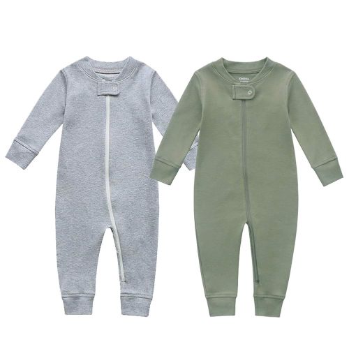Owlivia Organic Cotton Baby Boy Girl Zip up Sleep 'N Play Pjs, Footless, Long Sleeve