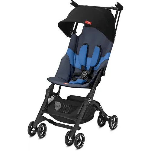 gb Pockit+ All-Terrain, Ultra Compact Lightweight Travel Stroller with Canopy and Reclining Seat in Night Blue, 10.6 pounds