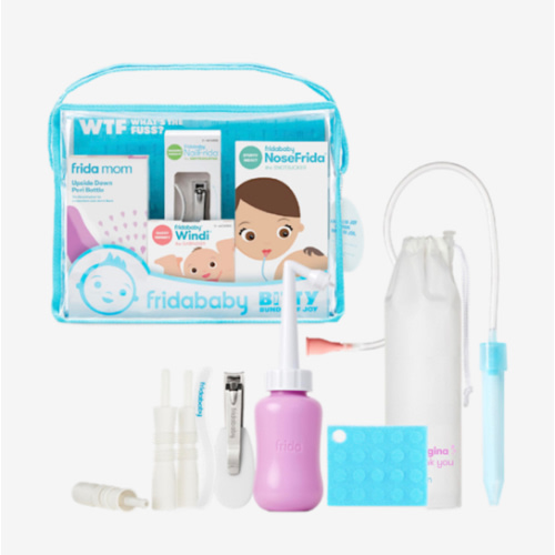Frida Baby Bitty Bundle of Joy Mom & Baby Essentials Healthcare and Grooming Gift Kit Includes Peri Bottle, NoseFrida Snotsucker, Windi Gaspasser & Nail Clipper + File Set