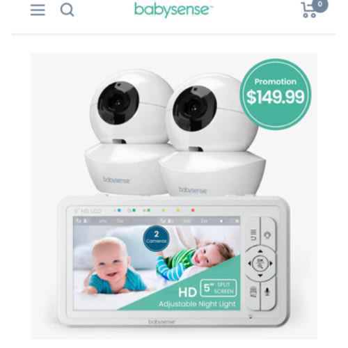 Babysense HD S2: Video Baby Monitor with 2 Cameras, Non Wifi, Split Sc