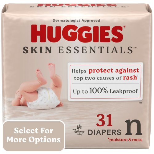 Huggies Skin Essentials Baby Diapers, Size Newborn (6-9 lbs), 31 Ct (Select for More Options)