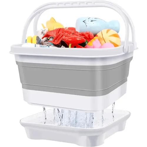Bath Toy Storage Organizer, Foldable Bathtub Toy Holder Storage with Removable Base for Draining Drying, Bathroom Shower Toy Holder Baby Bath Toy Basket for Easy Storage