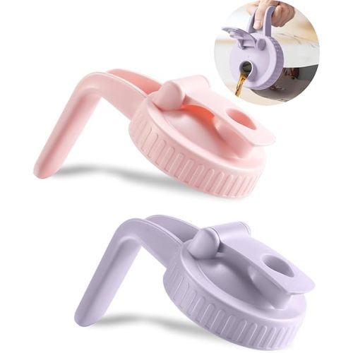 2 Pack Wide Mouth Mason Jar Lids V-Shaped with Handle, Mason Jar Pour Spout with Extended Flip Lid Easy to Open, Airtight Leak Proof and Durable (Jars Not Included)
