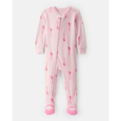 Baby Girl Ballet Print 100% Cotton Long-Sleeve 2-Way Zip 1-Piece Pajamas - Pink - Carter's | Carter's