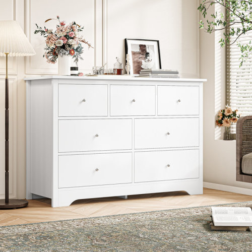 Lark Manor™ Ariee 47.2" W 7 - Drawer Double Dresser, White & Reviews | Wayfair
