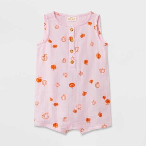 Baby Halloween Gauze Pumpkin Romper - Cat & Jack™ Pink 0-3M