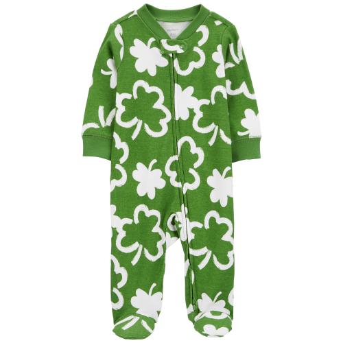 Baby St. Patrick's Day 2-Way Zip Cotton Sleep & Play Pajamas - 6M - Style,Green