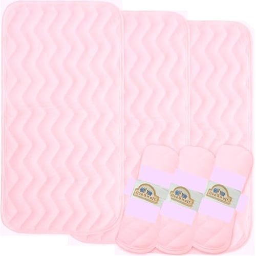 BlueSnail Waterproof and Portable Baby Changing pad Liners 3 Count,14” x 27”(Light Pink)