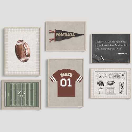 Kids Football Wall Art Digital, Football Prints Digital Download, Football Decor Room Boys, Football Nursery Prints, Football Gallery Wall