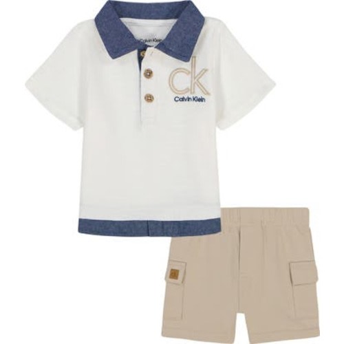 Calvin Klein Embroidered Knit Polo & Woven Shorts Set | Nordstromrack