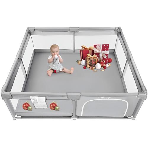 Extra Large 73" x 61" Baby Playpen, Baby Playard Kids Activity Center Infant Playing Game Fence, Sturdy Baby Play Yard with Gate for Babies and Toddlers