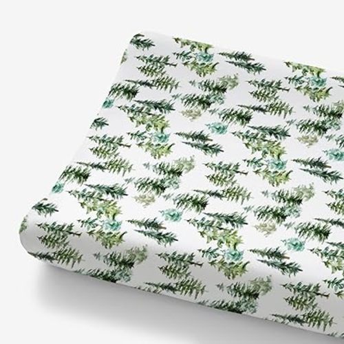 HawSkgFub Watercolor Pine Tree Changing Pad Cover for Baby Girl Boy, Natural Christmas Winter Forest Diaper Change Table Covers, Soft Stretchy Safe Snug Fitted Changing Mat Sheets Fit 32"/34" x 16"