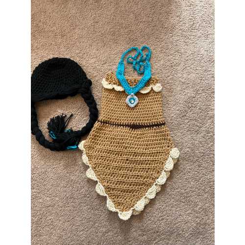 Pocahontas Costume/Crochet Pocahontas Dress/Indian Princess Costume/Princess Photo Prop Newborn to 18 Months- MADE TO ORDER