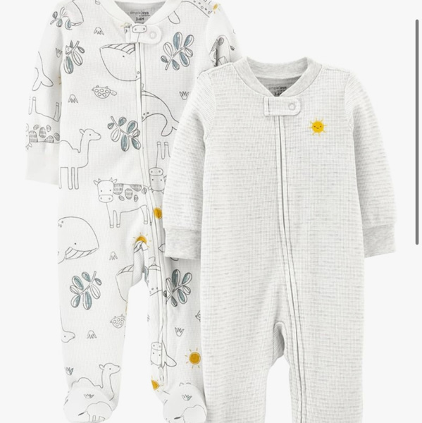 Simple Joys by Carter's Unisex Baby 2-way Zip Thermal Footed Sleep and Play, Pack of 2