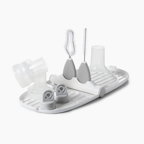 OXO Tot Breast Pump Parts Drying Rack with Detail Brushes - Grey