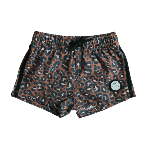 Rainforest Brown Animal Print Swim Trunks