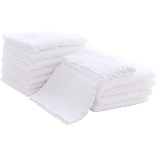12 Pack Baby Washcloths - Extra Absorbent and Soft Wash Clothes for Newborns, Infants and Toddlers (White)