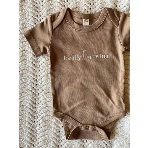 locally growing ~ organic cotton baby bodysuit ~ muted earth tones ~ gender neutral, eco-friendly ~ baby shower gift ~ hippie baby clothes