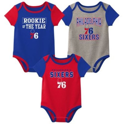Nba Philadelphia 76ers Baby Boys' Bodysuit 3pk Set - 3-6m