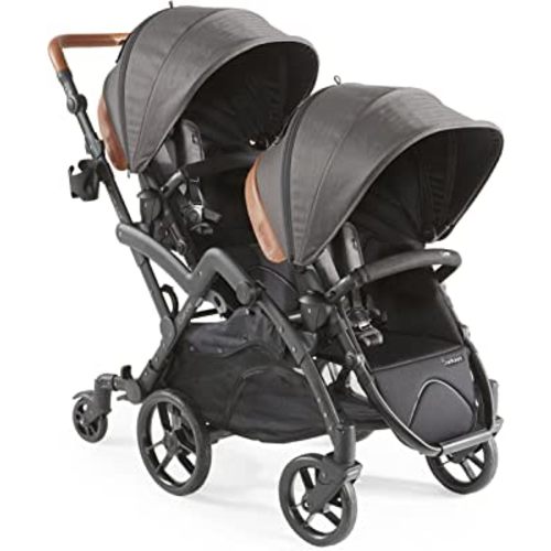 Contours Curve V2 Convertible Tandem Double Baby Stroller & Toddler Stroller - Twin Stroller, 360 Turns, Removable and Reversible Seats, Infant Car Seat Compatibility - Black Herringbone