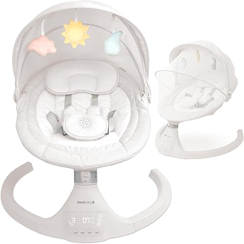 Jool Baby Nova Swing for Newborns - Electric Motorized Infant Swing, Bluetooth Music, 10 Preset Melodies, Remote (Updated Model, Stone)