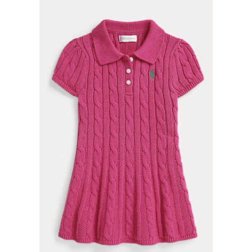Cable-Knit Cotton Polo Sweater Dress