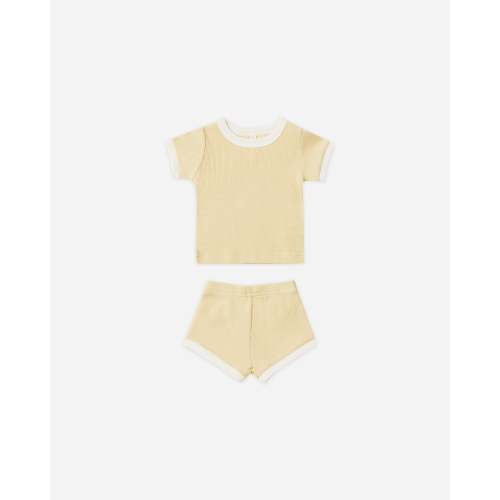 Waffle Shortie Set || Lemon