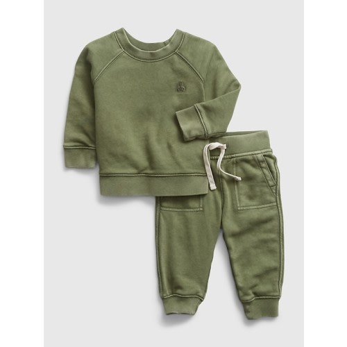 Baby Two-Piece Sweat Outfit Set in cypress green