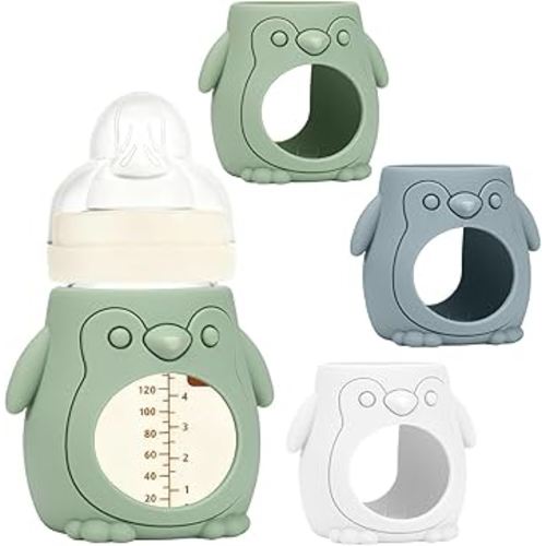 BUSOHA 3 Pack Silicone Sleeves for MAM Bottles - Baby Bottle Sleeves Compatible with MAM Glass Bottles Anti Breakage Baby Bottle Holder,6 OZ