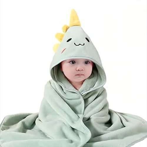 Hooded Baby Towel - Premium Soft Bath Towel for Baby, Newborn,Infant - Ultra Absorbent,Natural Baby Stuff Towel, Soft Coral Velvet Coral Fleece Bath Towel for Boys and Girls (Happy Dinosaur