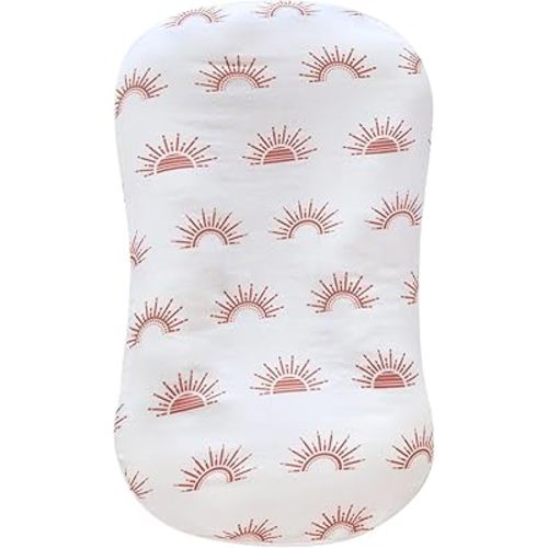 LifeTree Muslin Baby Lounger Cover Neutral, Newborn Slipcover Lounger Cover for Boys Girls Infant, Soft 70% Viscose from Bamboo and 30% Cotton, Cover Only, Sun Pattern