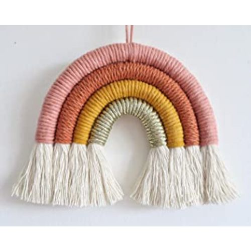 Rainbow Wall Hanging, Macrame Woven Rainbow, Boho Rainbow Decor, Rainbow Wall Decor, Baby Room Decor, Baby Shower, Nursery Decor, Home Decor, Back To School Decorations, Classroom Decor (Sunrise,7x7x0.78in)