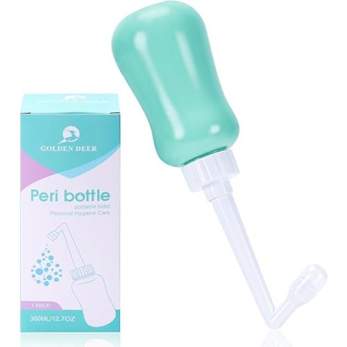 GOLDEN DEER Peri Bottle for Postpartum Care for Perineal Recovery and Cleansing After Birth 12.7 OZ Turquoise