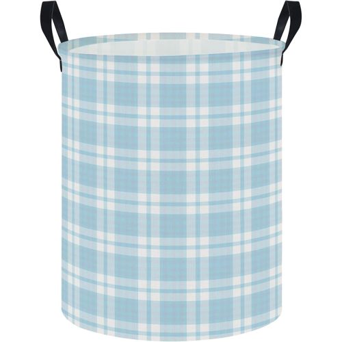 NTAOHAMPER Laundry Hamper, Laundry Basket, Baby Nursery Hamper, Waterproof Storage Bin, Clothes Organizer Basket, Room Decor (Blue Plaid)
