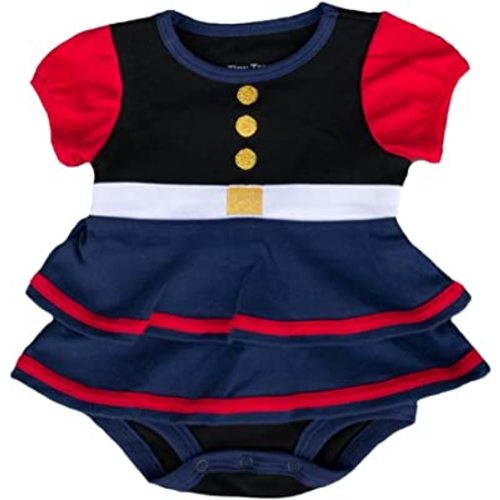 Baby Girls Marine Corps Dress Blues Theme Ruffle Layered (0-3 Months), Blue, Red