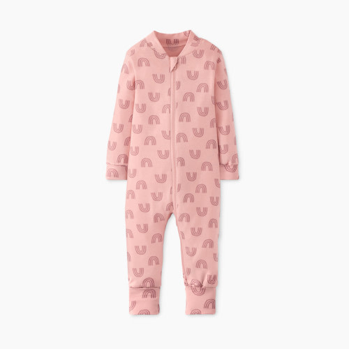 Hanna Andersson Baby Layette Stretch Print Sleeper - Blush Pink Rainbow, 3-6 M