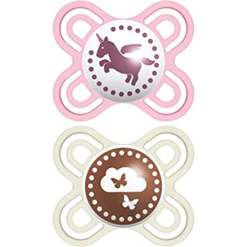 MAM Perfect Baby Pacifier, Patented Nipple, Developed with Pediatric Dentists & Orthodontists, 2 Pack, 0-3 Months, Girl