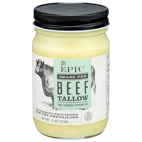 EPIC Beef Tallow, Grass-Fed, Keto Friendly, Whole30, 11oz Jar