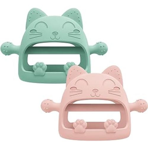 2 Pack Baby Teether Toys,Silicone Teething Toys for Babies 0-6 Months,Never Drop Baby Chew Toys for Teething Relief, Teething Pacifiers,Baby Toys 0-6 Months,Ideal Gifts for Baby Shower