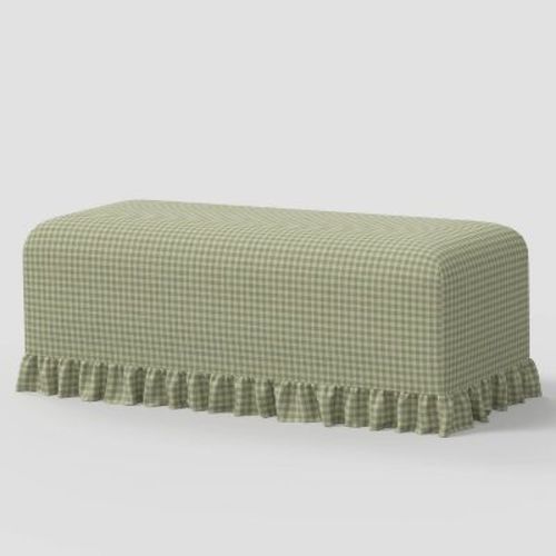 Ruffle Slipcover Dining Bench in Whitaker Gingham Sage - Threshold™ designed with Studio McGee